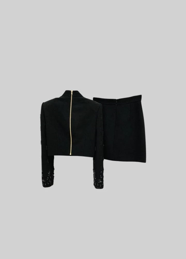 Diamond Embellished Co-Ord with Mini Skirt