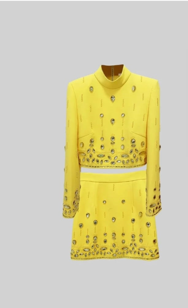 Diamond Embellished Co-Ord with Mini Skirt