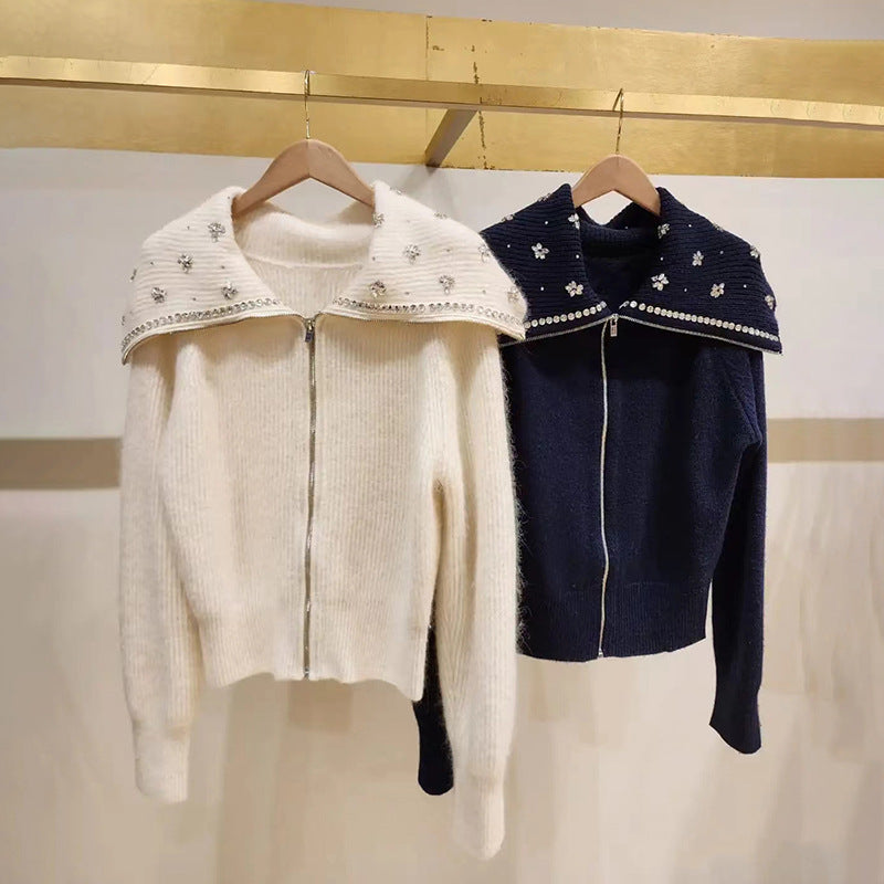 Zipper Wool Blend Blazer