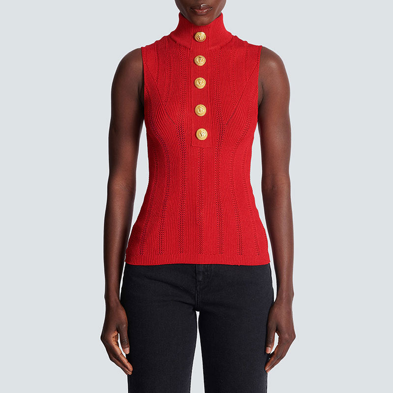 Slim sleeveless foreign top