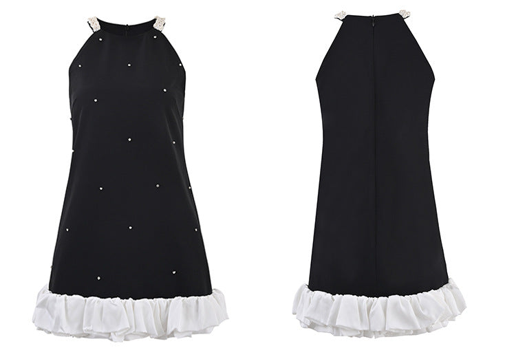 Black slim starry A-line skirt
