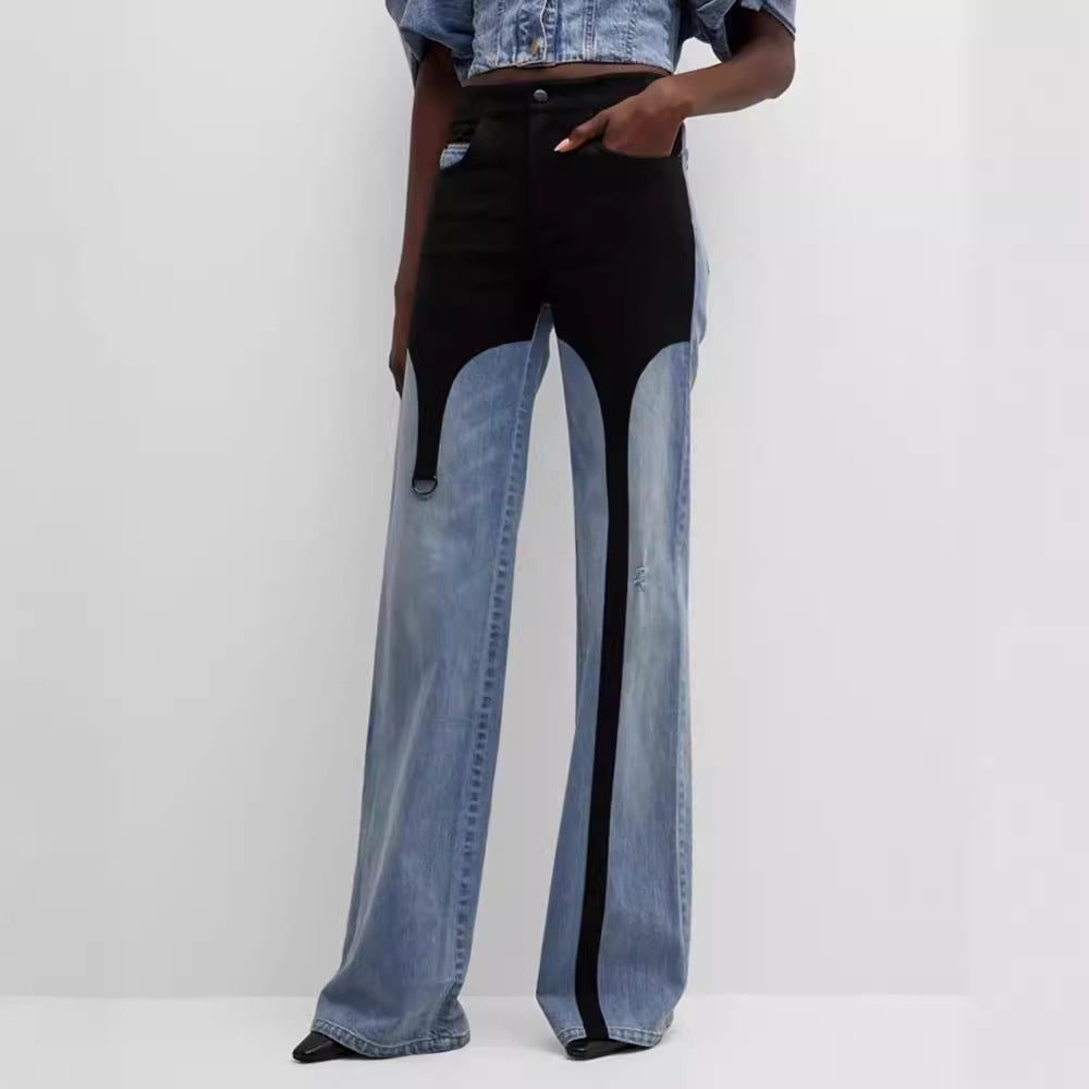 High-waisted loose straight pants