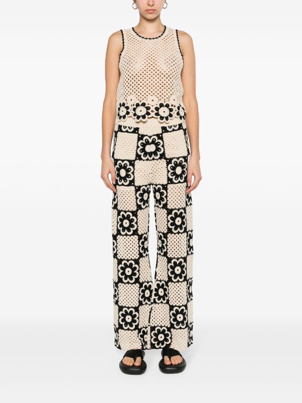 SANDRO floral crochet trousers