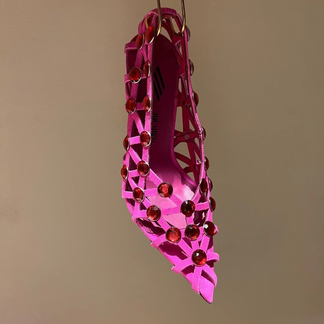 Leather pointed-toe stiletto heels