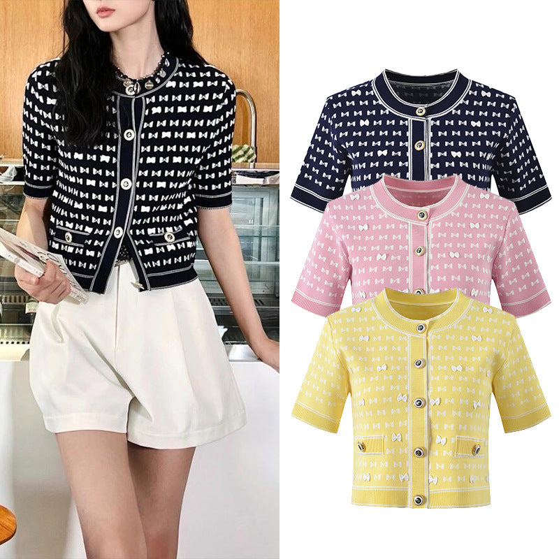 Knitwear slim round neck short sleeve