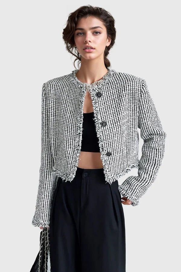 Plaid Short Tweet Jacket