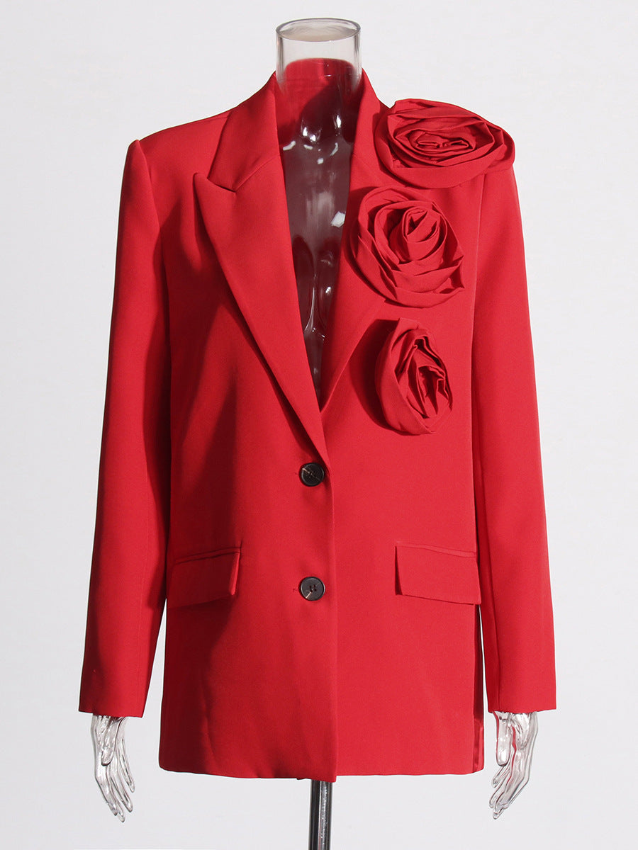 Rose stitching women blazer