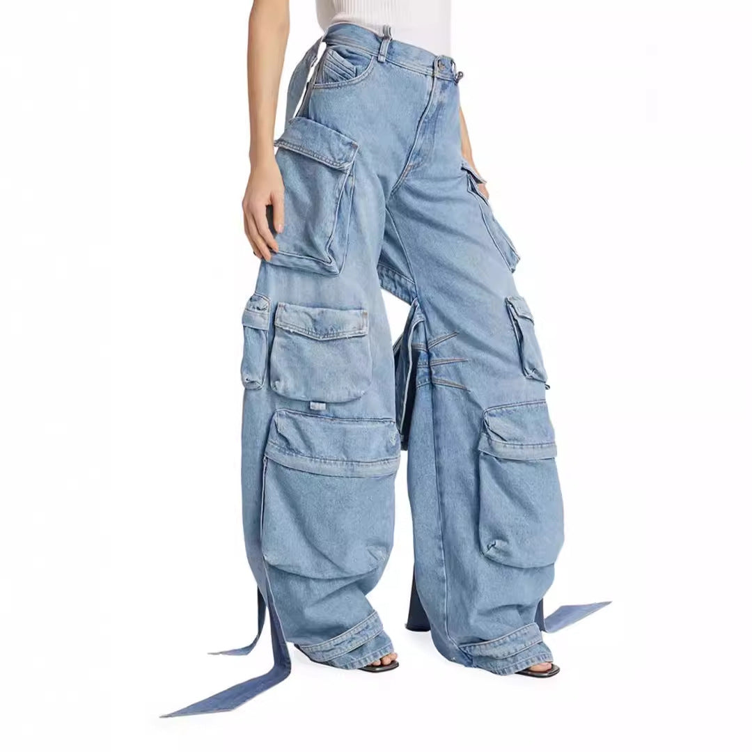 Denim cargo pants women