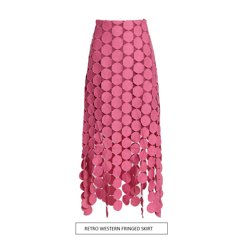 French Retro Cutout Long Skirt