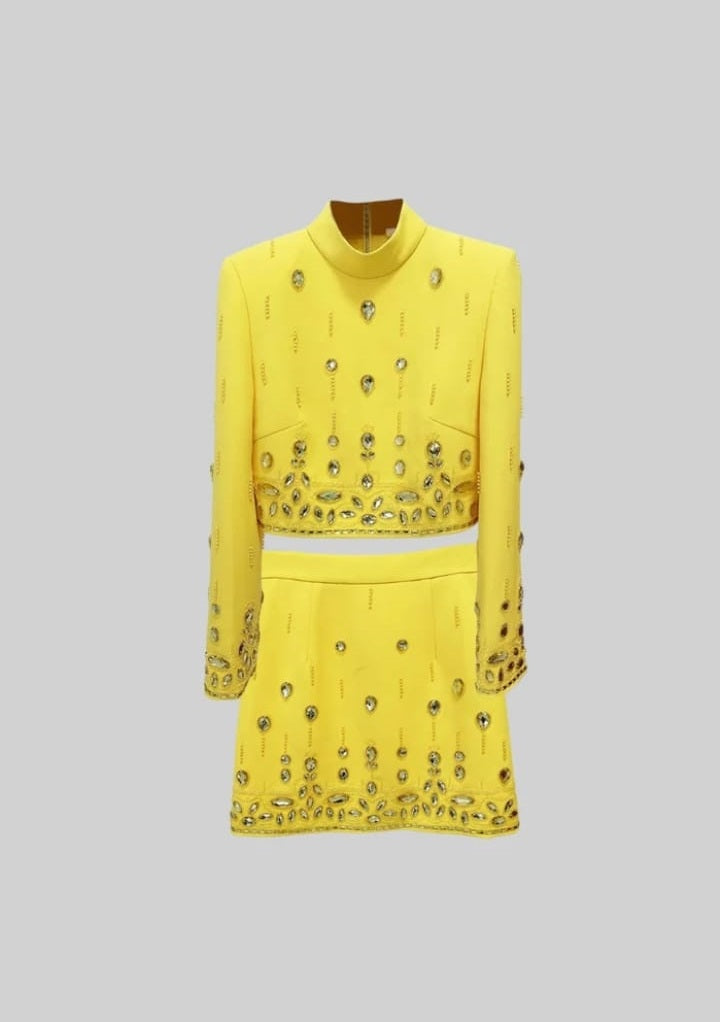 Diamond Embellished Co-Ord with Mini Skirt