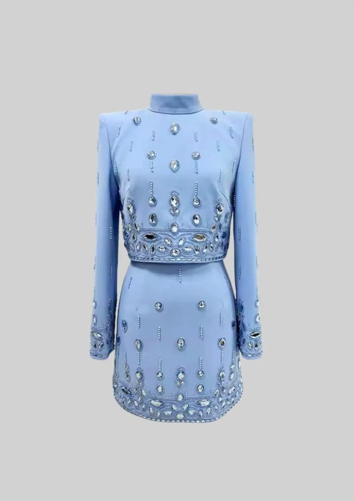 Diamond Embellished Co-Ord with Mini Skirt