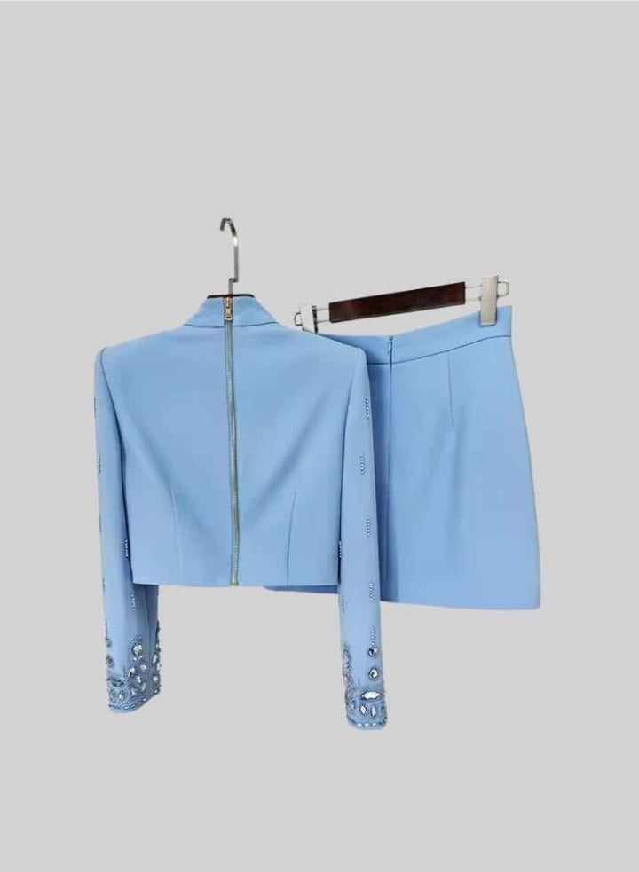 Diamond Embellished Co-Ord with Mini Skirt