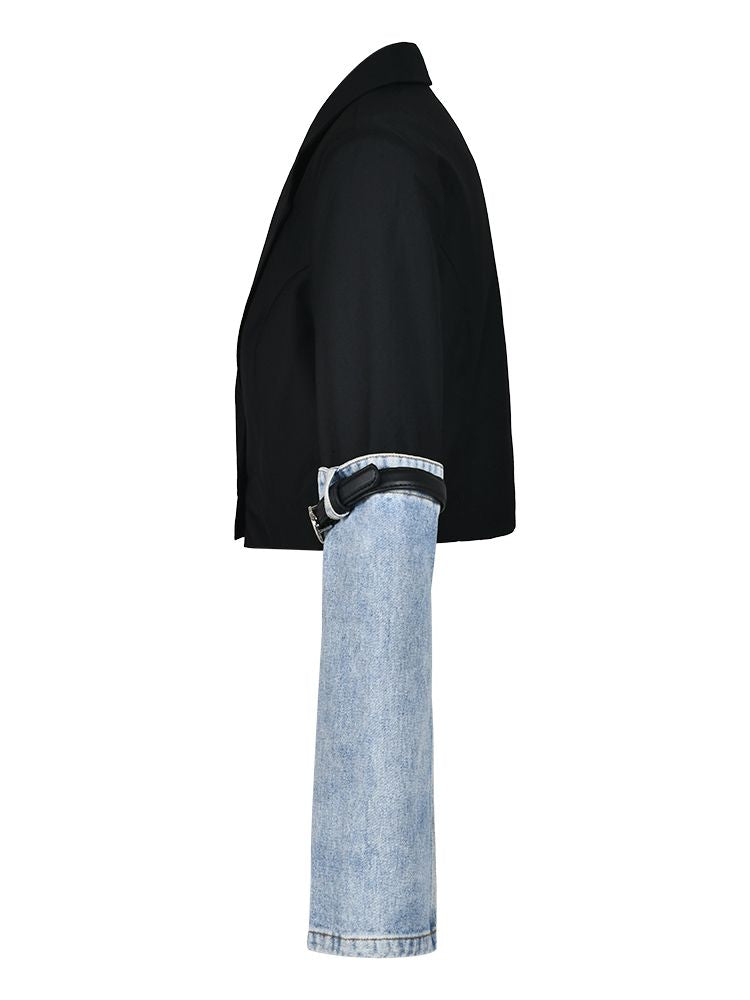 Bella Crop Blazer With Denim Detail