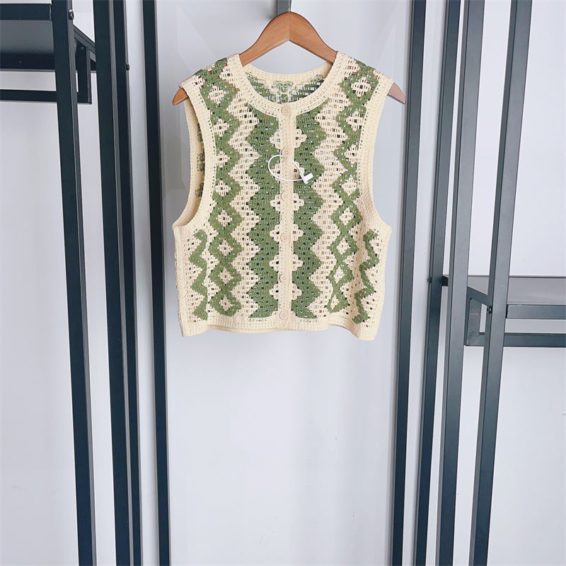 Crew Neck Single Breasted Straight Leg Pants Set