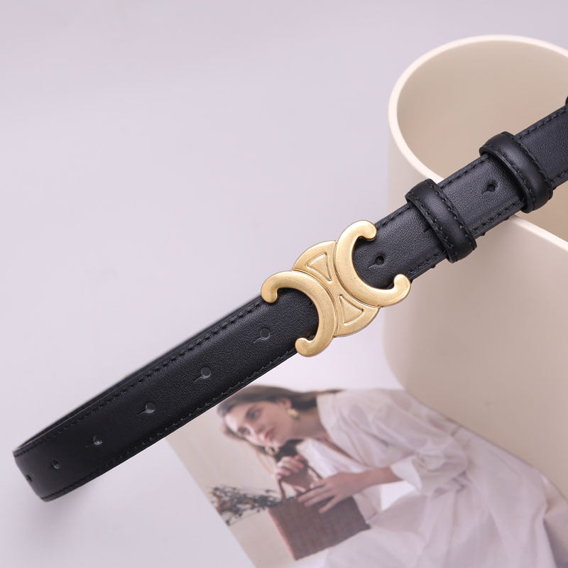 Double-sided top layer cowhide ladies belt