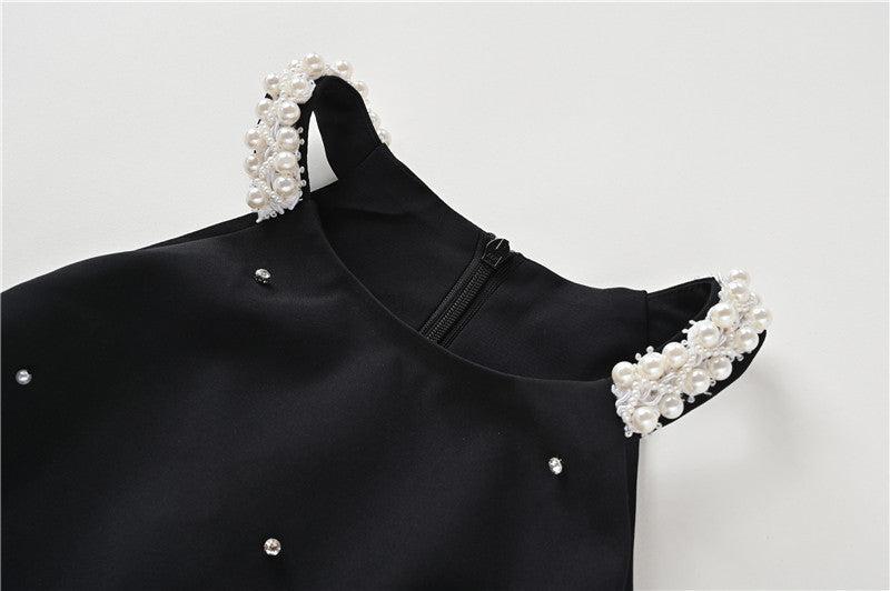 Black slim starry A-line skirt