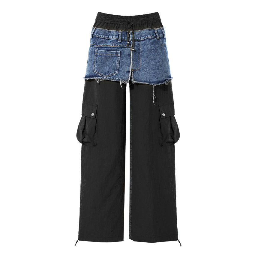 Denim Stitched Wide-leg Pant
