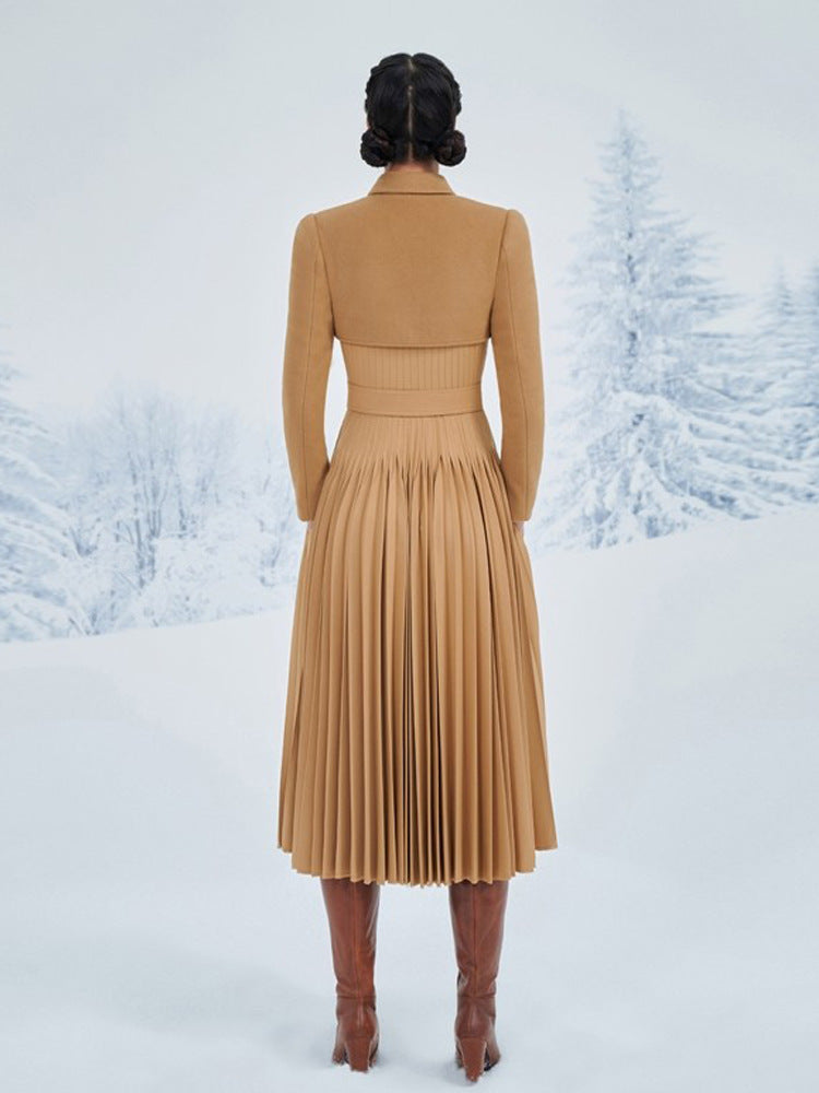 Long skirt big hem cinched waist jacket