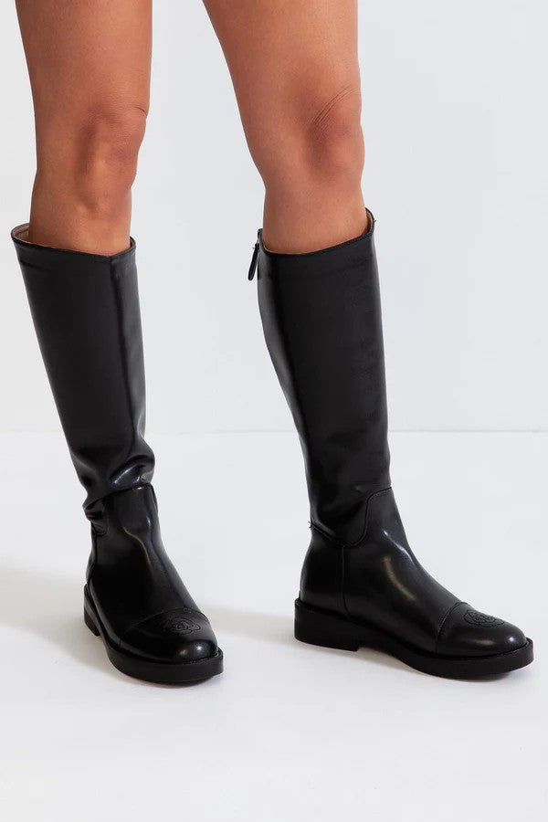 Vegan Leather High Knee Boots