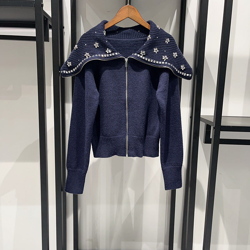 Zipper Wool Blend Blazer