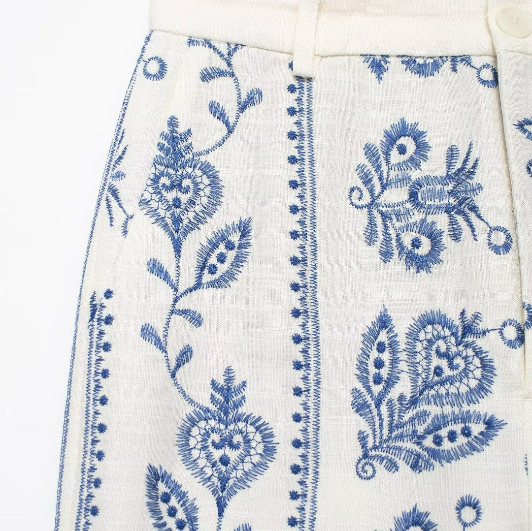 Floral printed wide-leg pants