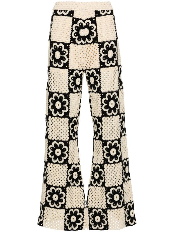 SANDRO floral crochet trousers