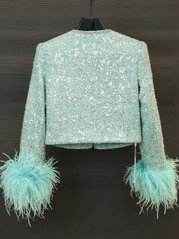 Diamond tassel feather jacket