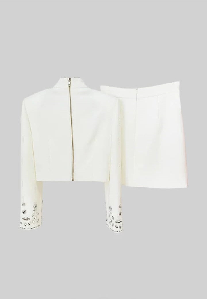 Diamond Embellished Co-Ord with Mini Skirt