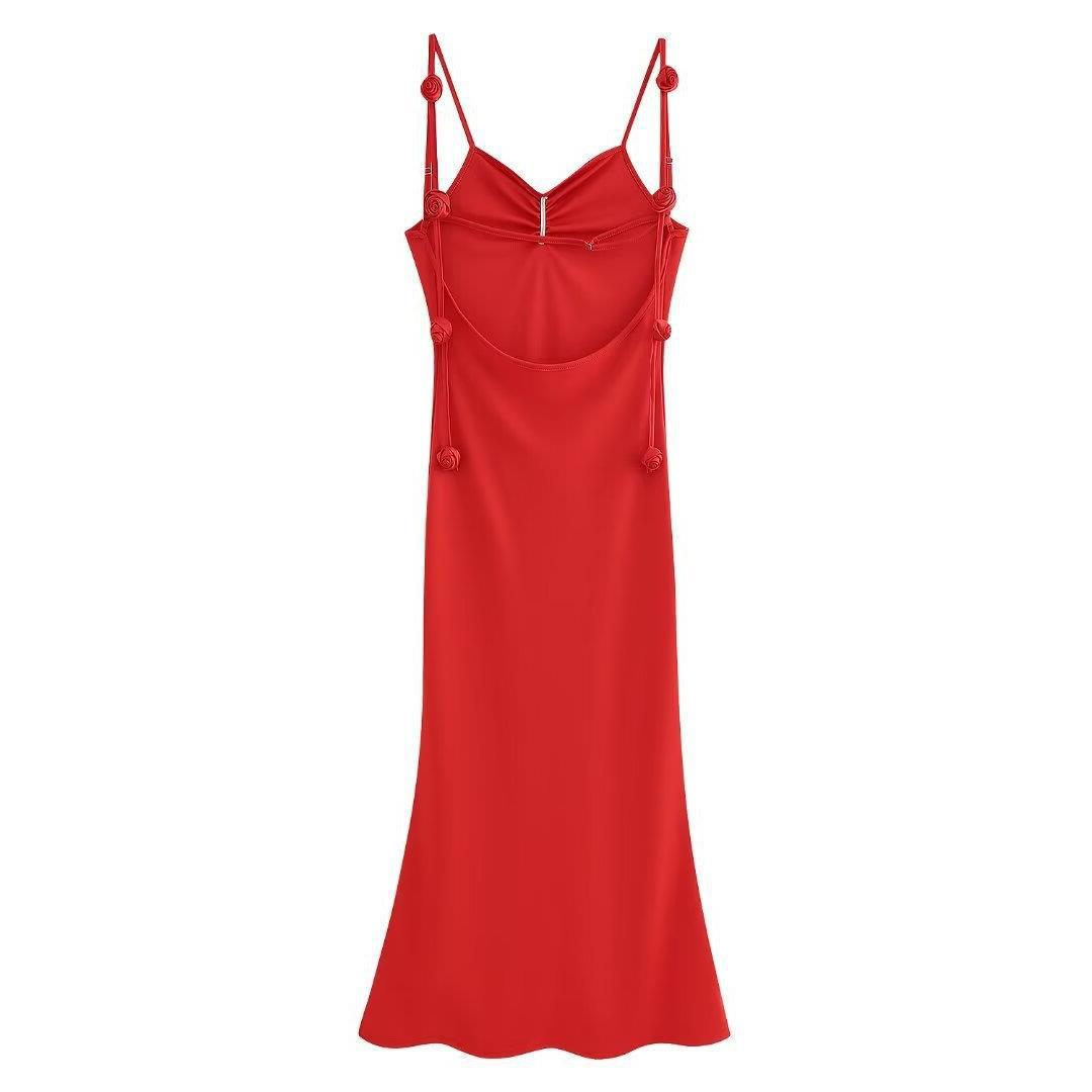 Zar Light Ripe Flower Backless Slip  maxi  Dress