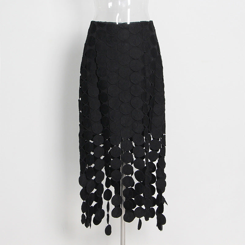 French Retro Cutout Long Skirt