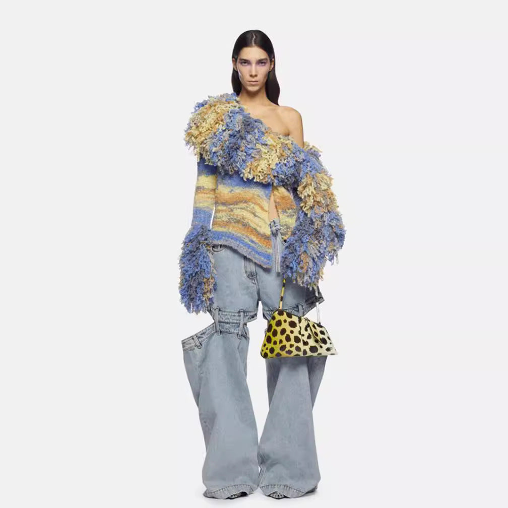 Leg-baring trend ultra-loose wide-leg pants