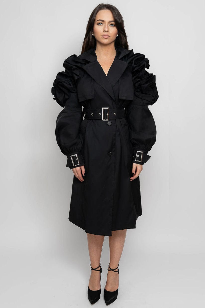 Zaidi Rachida  Ruffled Trench Black