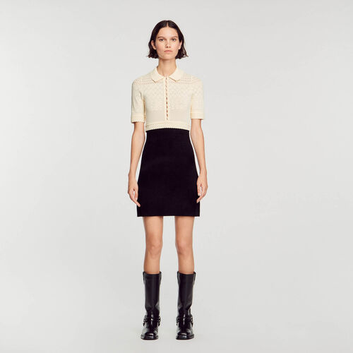 SHORT TWO-TONE KNIT DRESS