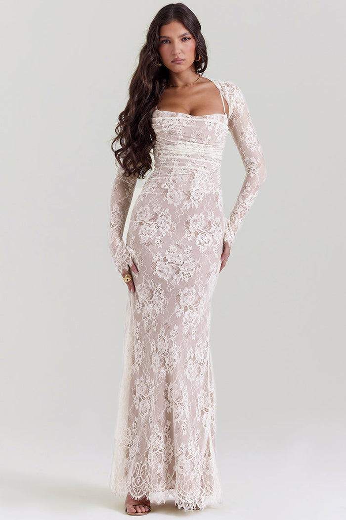 ARTEMIS VINTAGE CREAM LACE MAXI DRESS