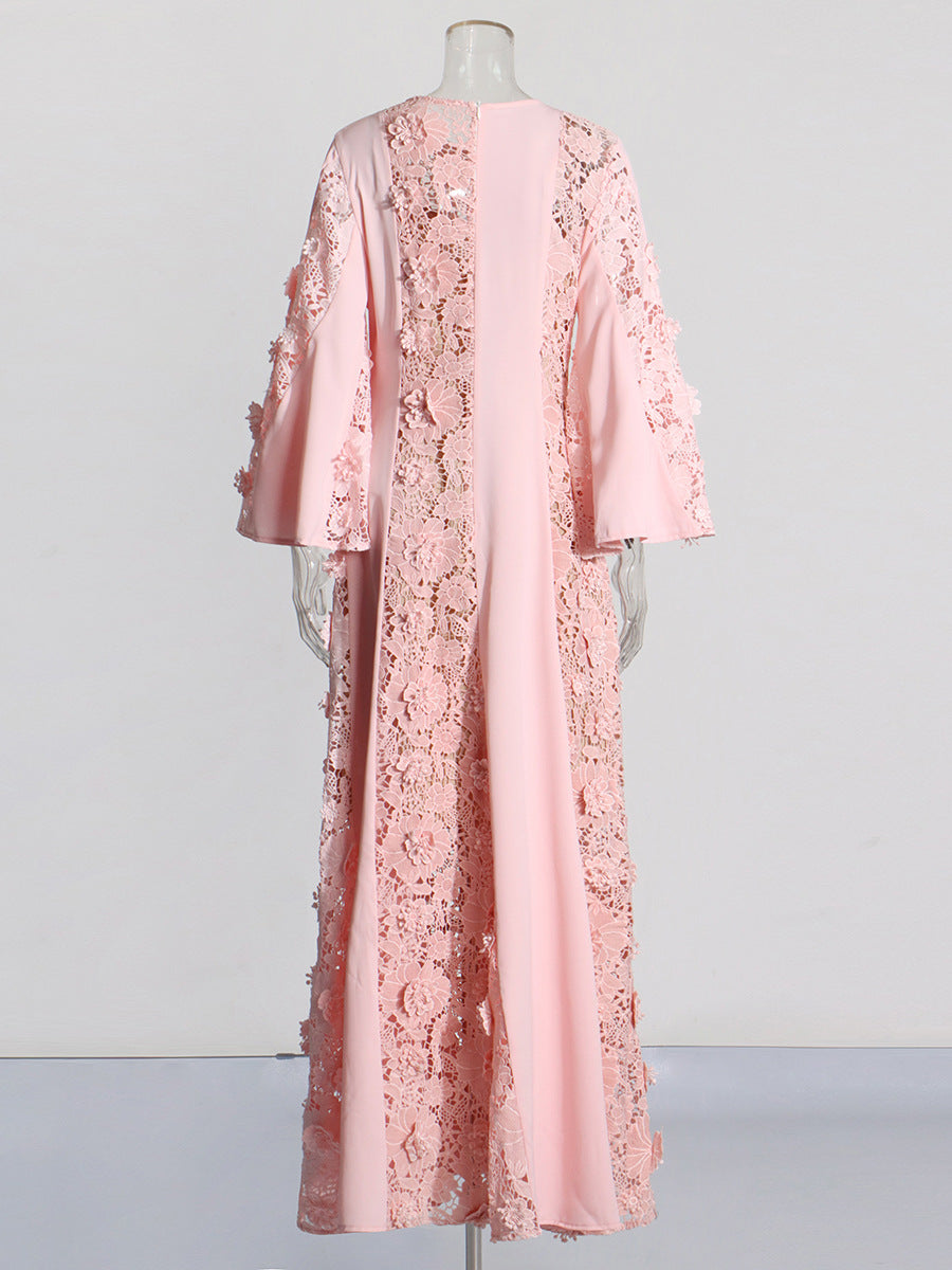 Sleeve long skirt lace embroidery dress