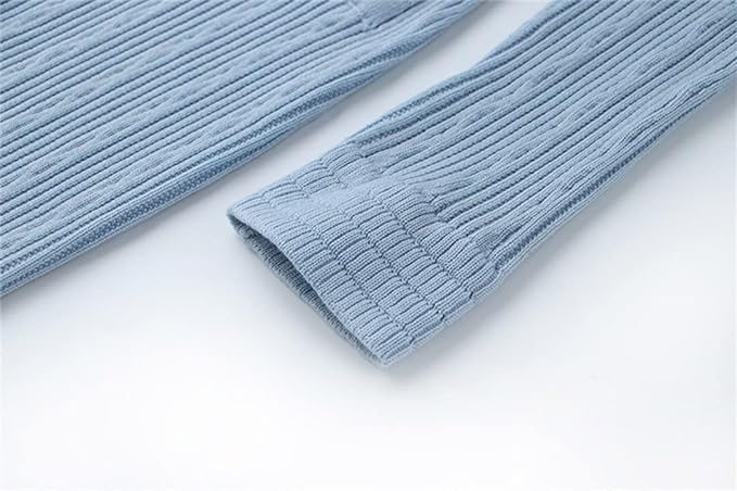 Women Buttons Knit Dress with Pockets Long Sleeve V-Neck Casual Mini Sweater Dress