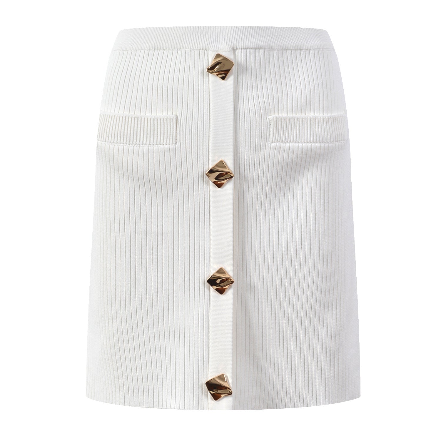 Gold Button Temperament Skirt