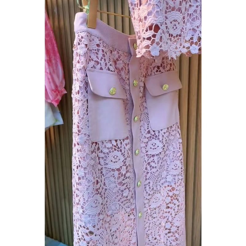 Short-sleeved celebrity style fashionable skirt