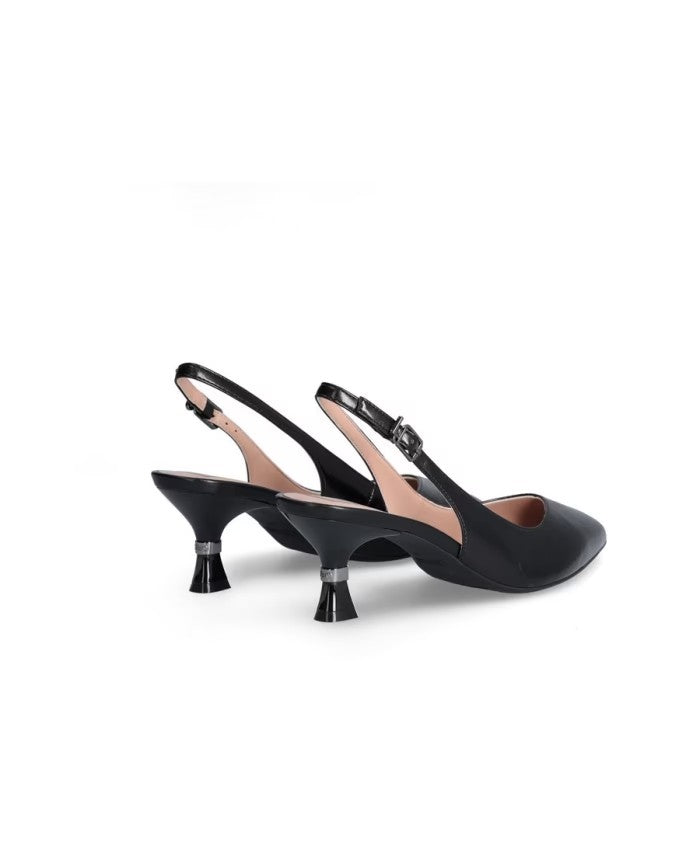 LIO JO METALLIC ZWARTE SLINGBACK SANDALEN GAIA