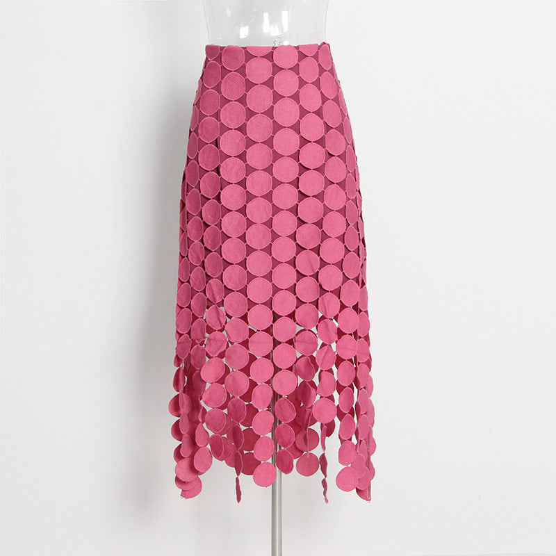 French Retro Cutout Long Skirt
