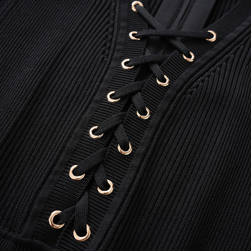 Zipper Short Sleeve Cinched Waist Knit Dress