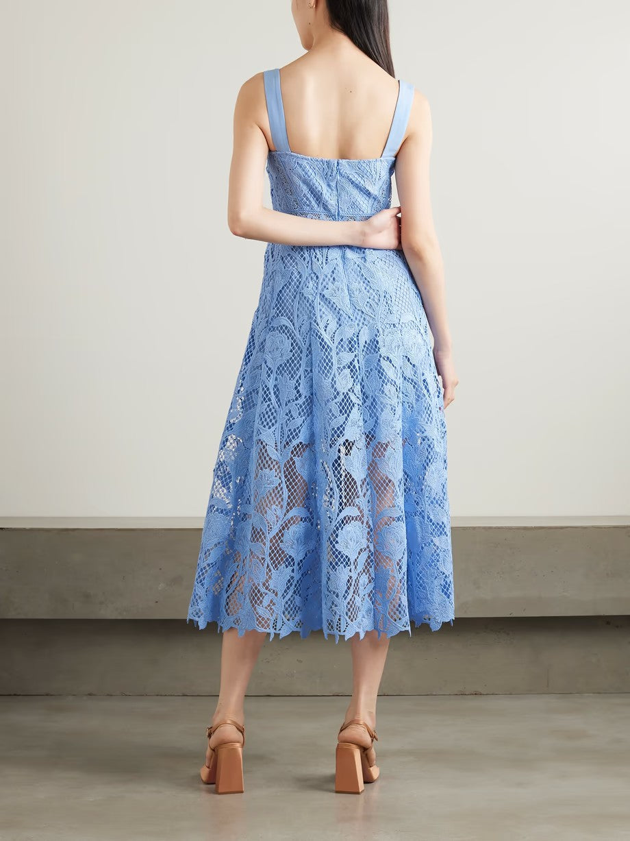 SELF-PORTRAIT Guipure lace midi dress