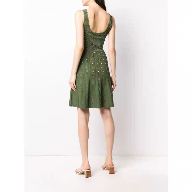 Waist slim sleeveless knit dress