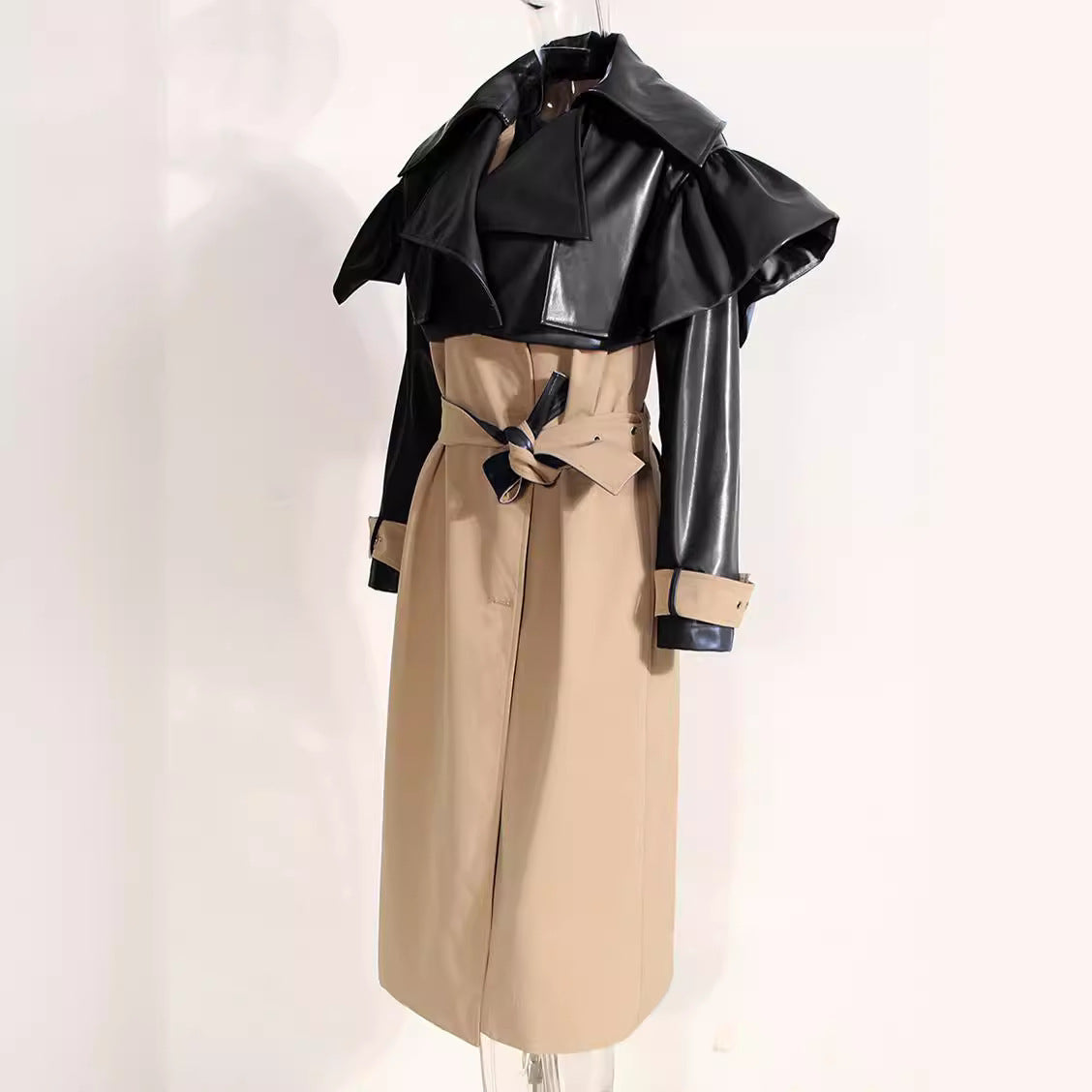 Leather trench coat