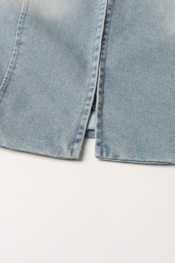 Cropped Denim Jacket with Flowers