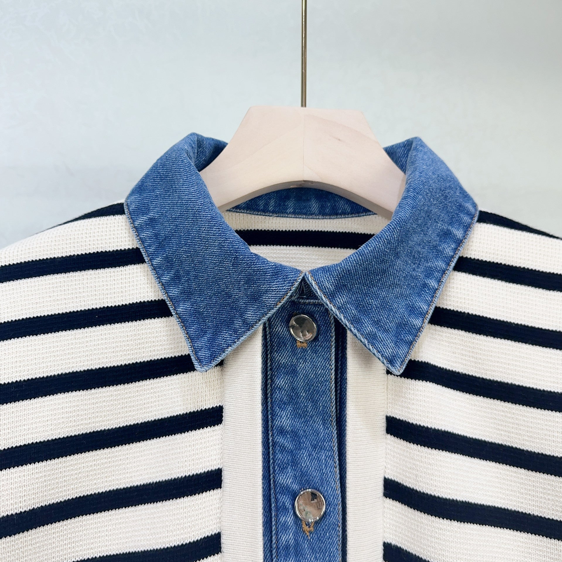 Two piece denim striped jacket