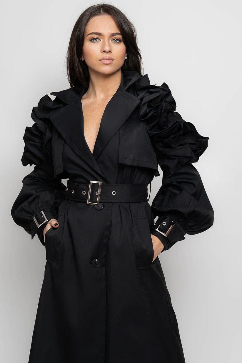 Zaidi Rachida  Ruffled Trench Black
