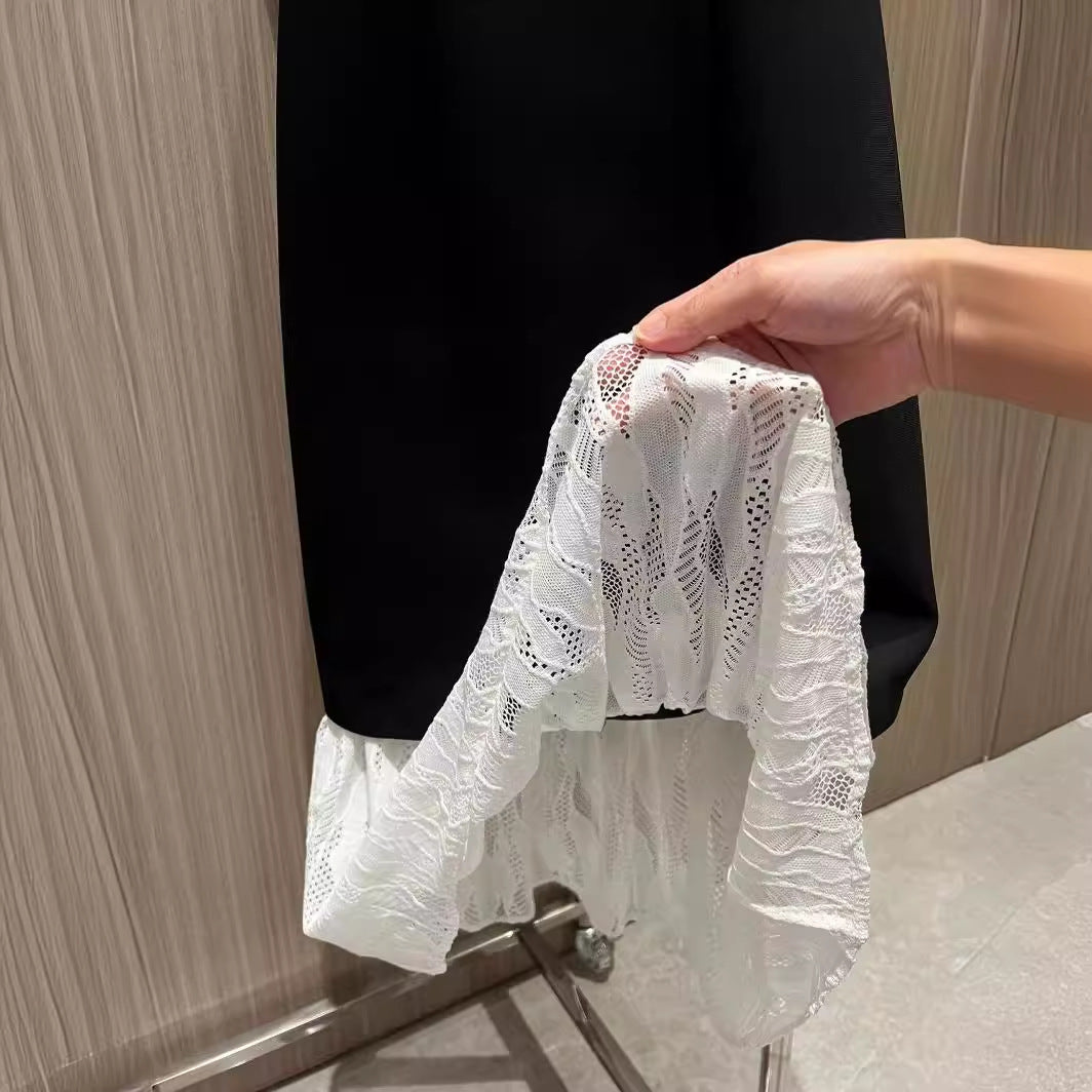 Lace stitching long fishtail dress