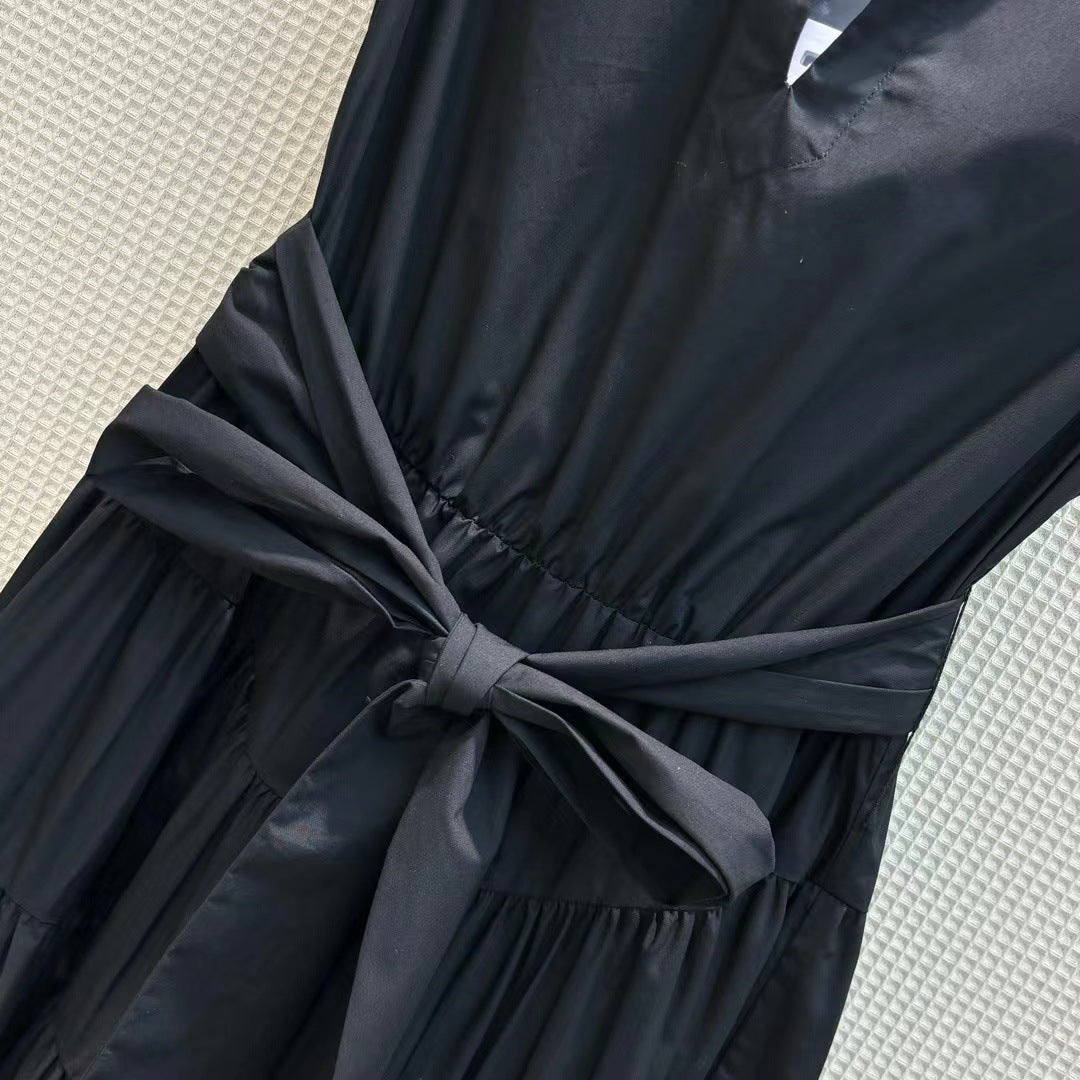 Hepburn style pearl buckle dress