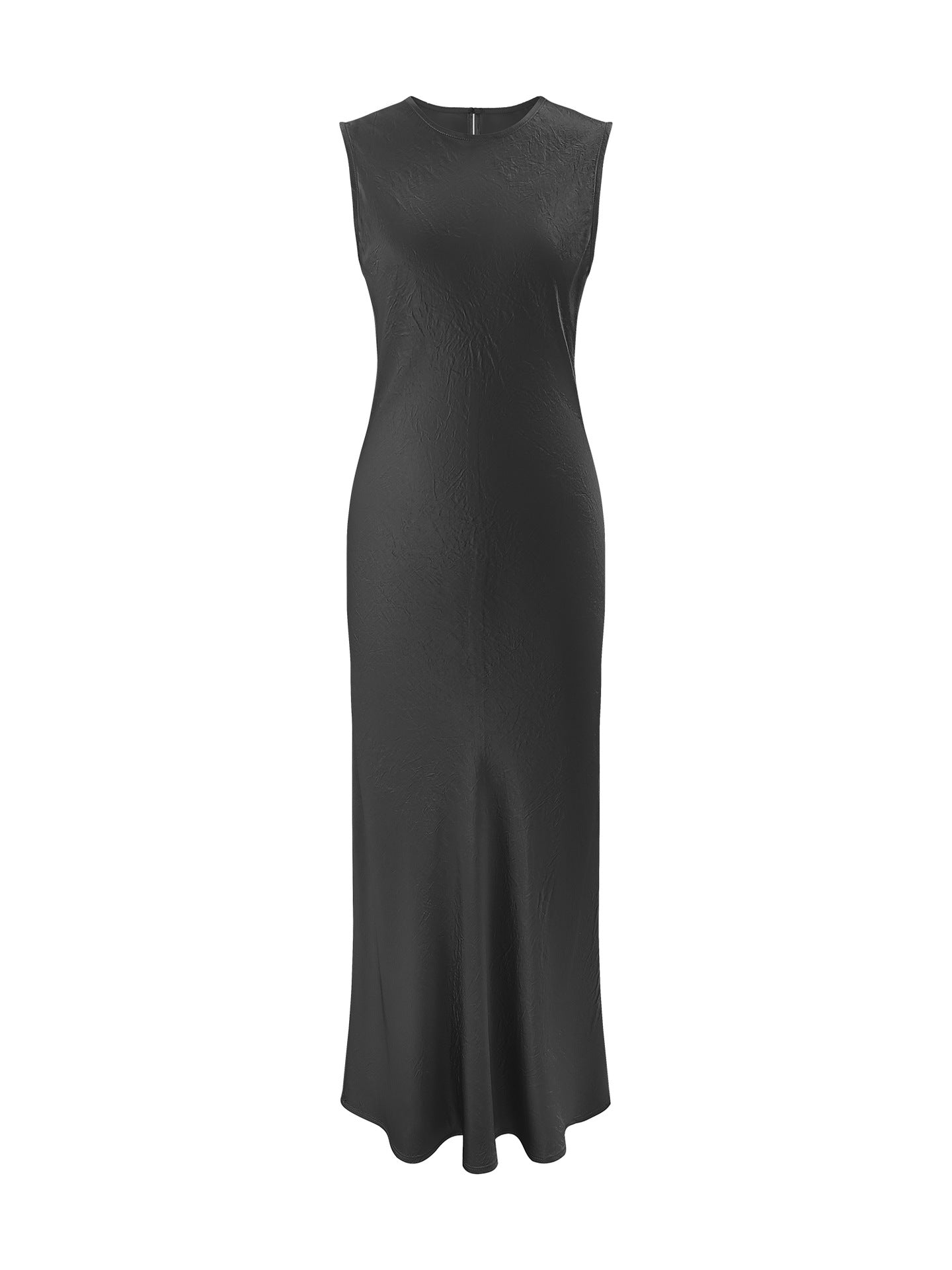 French unique pleated acetate fabric sleeveless dress